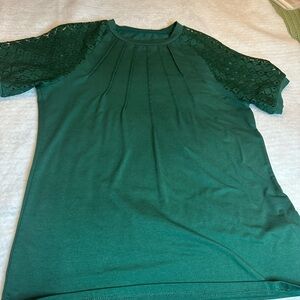 Dressy polyester blend top, Dark Green
